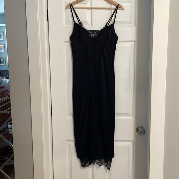 NWT By Anthropologie Lace Button-Front Slip Dress Size 4 Black - Picture 4 of 6